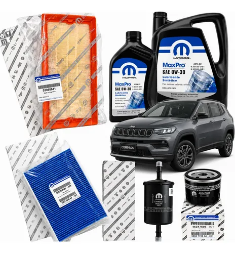 Kit 4 Filtros Originales Mopar + Aceite Mopar 0w30 5lts Jeep Compass Motor 1.3 Turbo T270