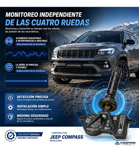 Sensor Tpms Presión Neumáticos Original Mopar K68313387ac Jeep Commander 1.3t 2.0td Válvula Oem - Imagen 10