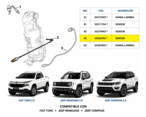 Sensor Temperatura Gases Escape Egt Original Mopar 55284459 Fiat Toro Jeep Compass Renegade 2.0 Diesel - Imagen 2