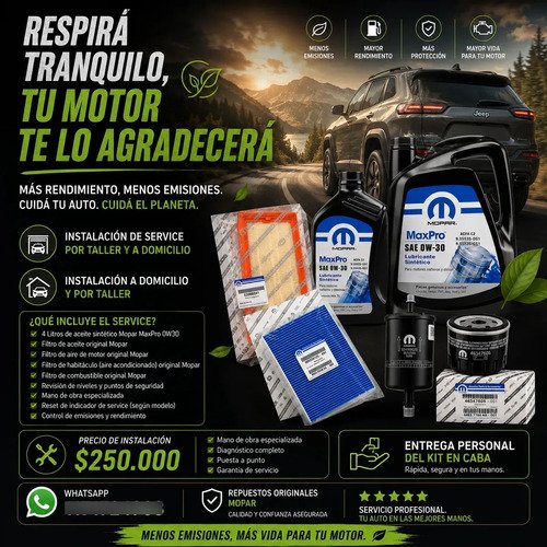 Kit 4 Filtros Originales Mopar Jeep Compass Motor 1.3 Turbo T270 - Imagen 2