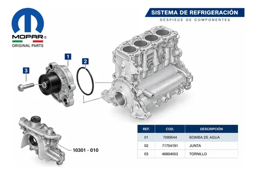 Bomba De Agua 709954 Jeep Commander Mopar Originl 6000634166 - Imagen 2