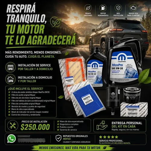 Kit 4 Filtros Originales Mopar Fiat Toro Motor 1.3 Turbo T270 - Imagen 2