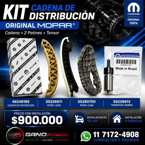 Kit Cadena De Distribución Fiat Argo 1.8 16v E-torq Original Mopar 46348199 55226613 55226611 55280700 Gris - Imagen 3